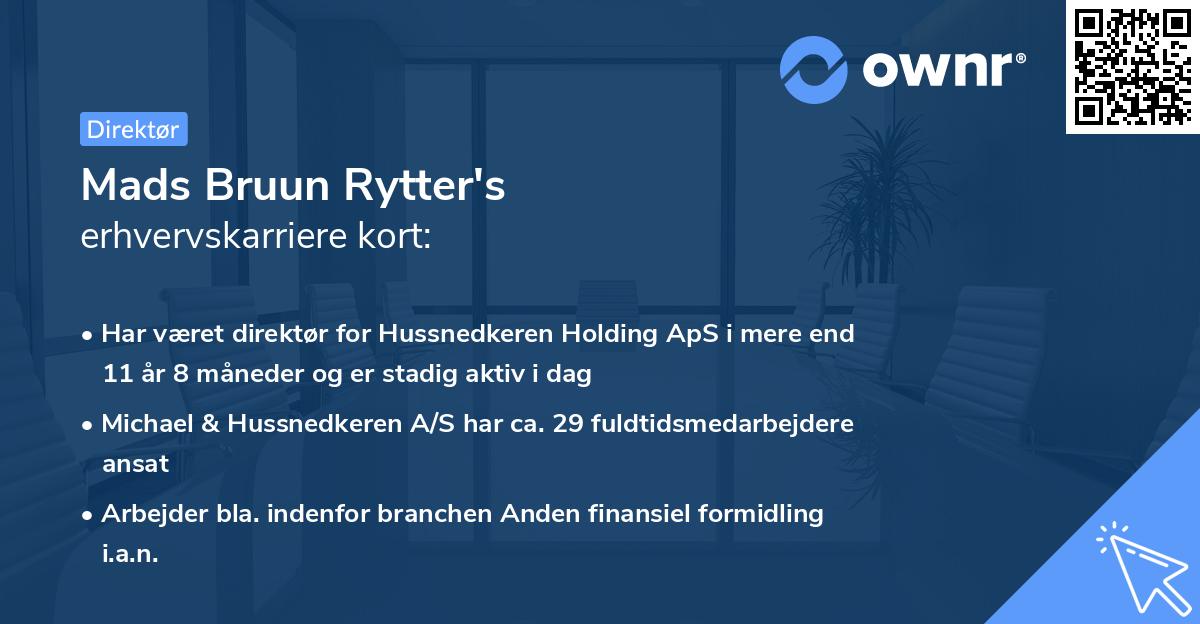 Mads Bruun Rytter's erhvervskarriere kort