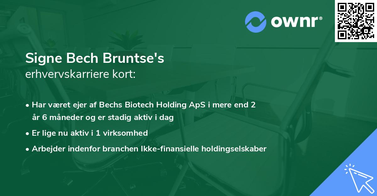 Signe Bech Bruntse's erhvervskarriere kort