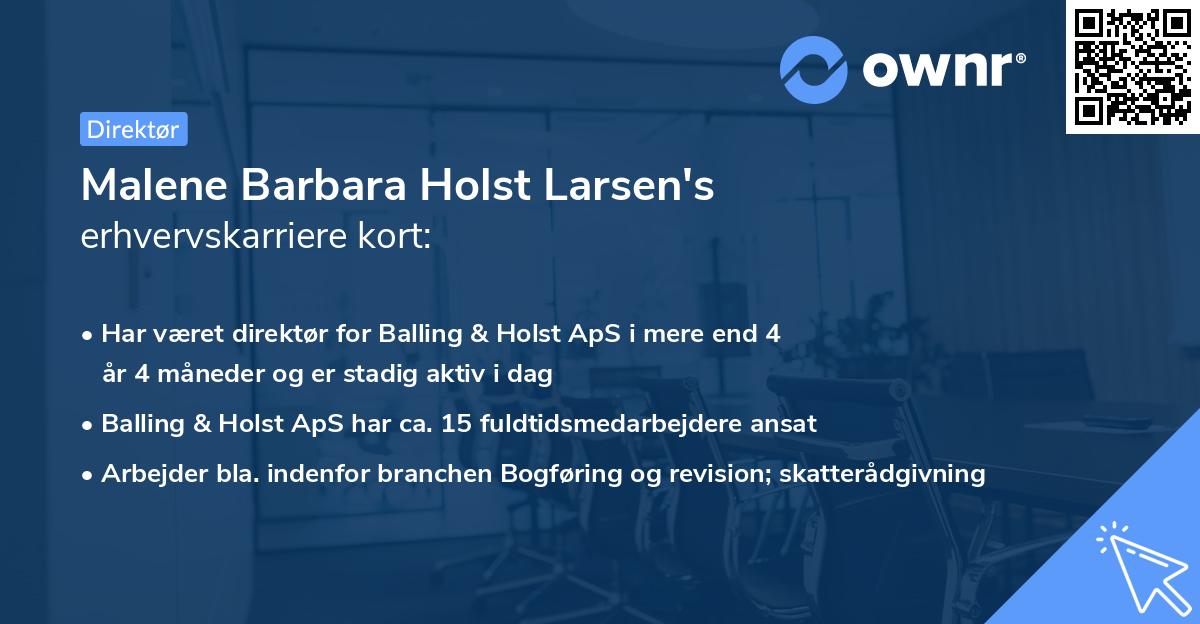 Malene Barbara Holst Larsen's erhvervskarriere kort