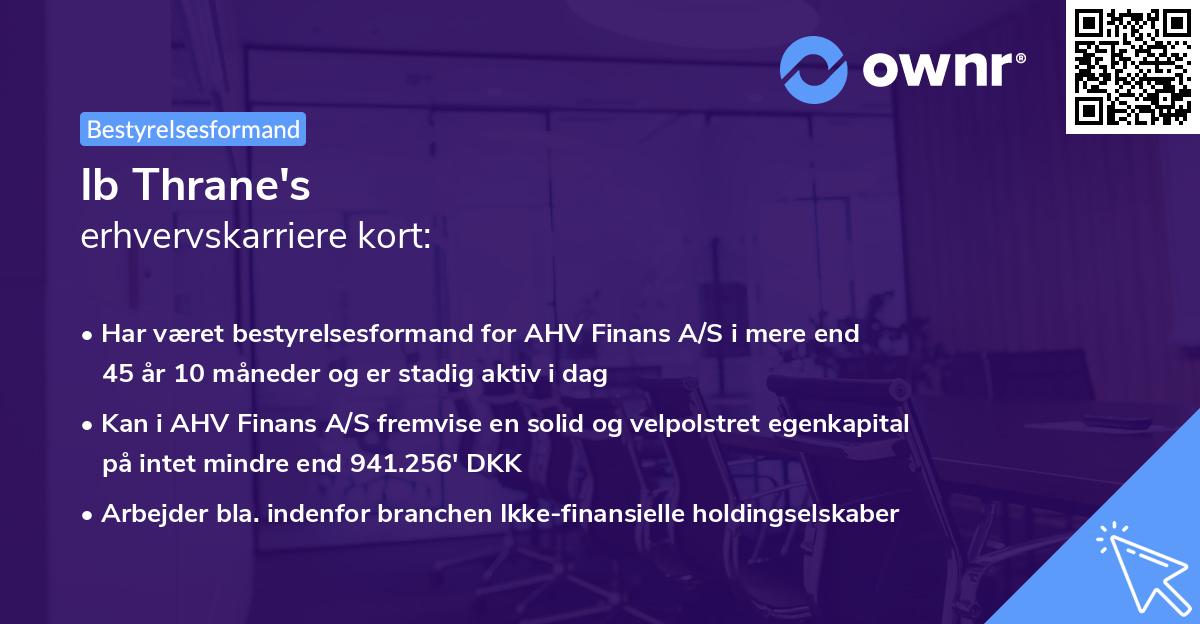 Ib Thrane's erhvervskarriere kort