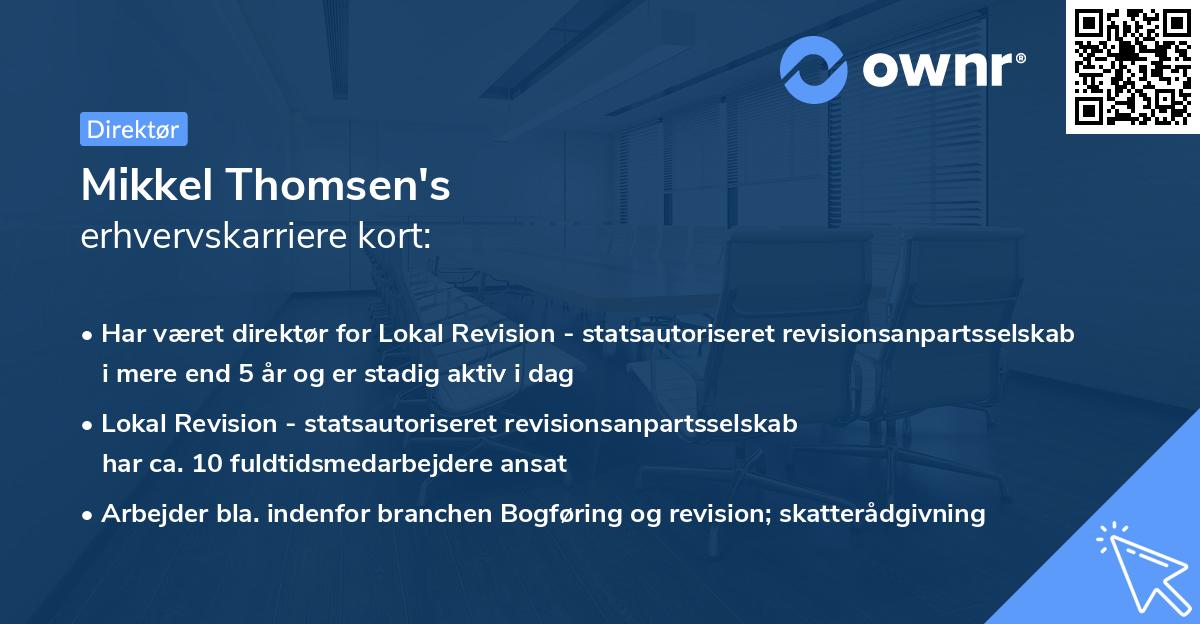 Mikkel Thomsen's erhvervskarriere kort