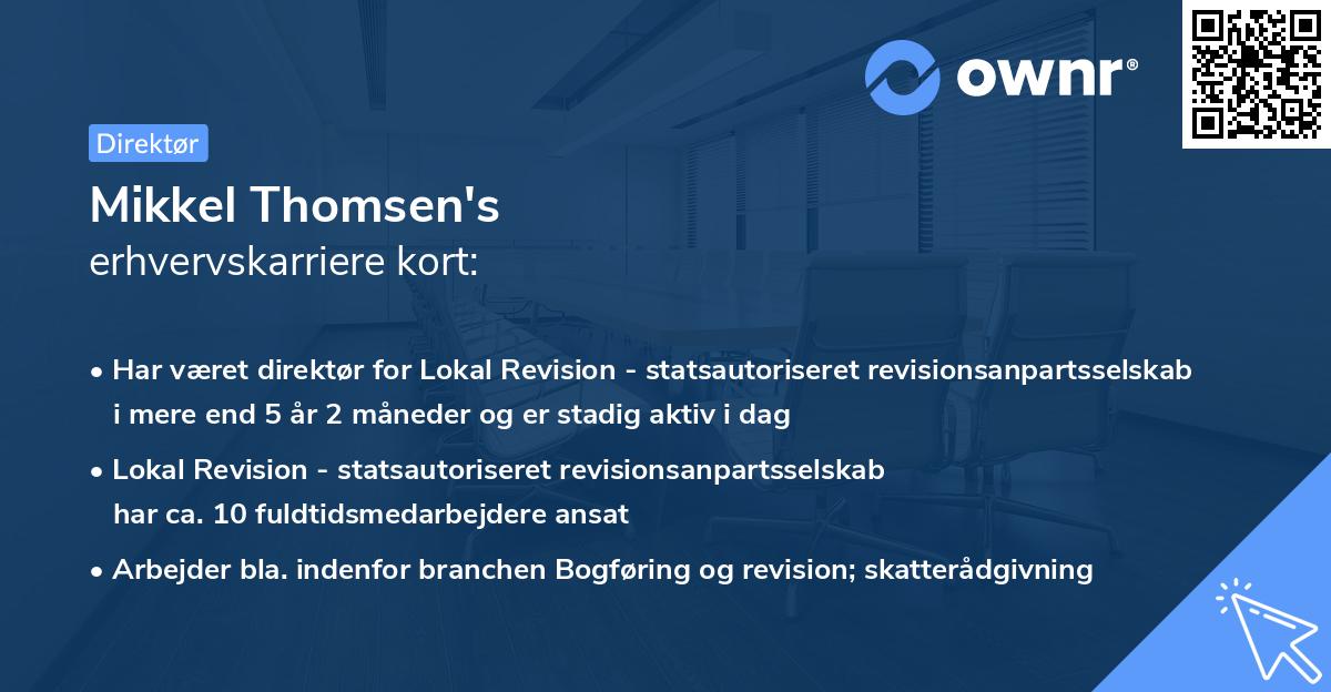 Mikkel Thomsen's erhvervskarriere kort