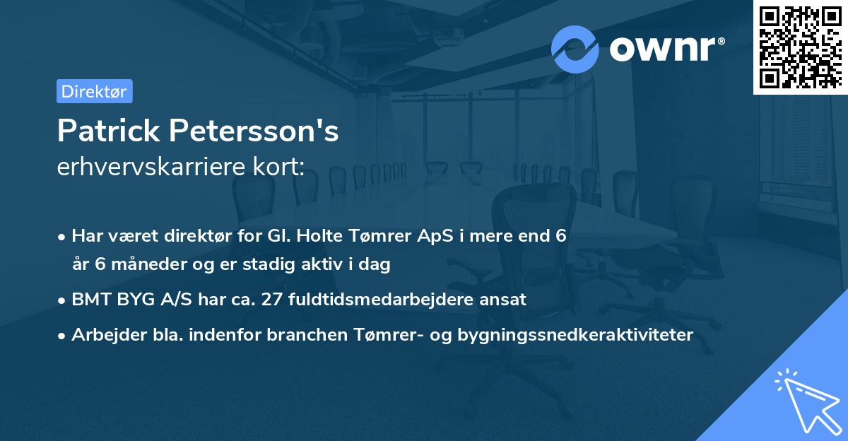 Patrick Petersson's erhvervskarriere kort
