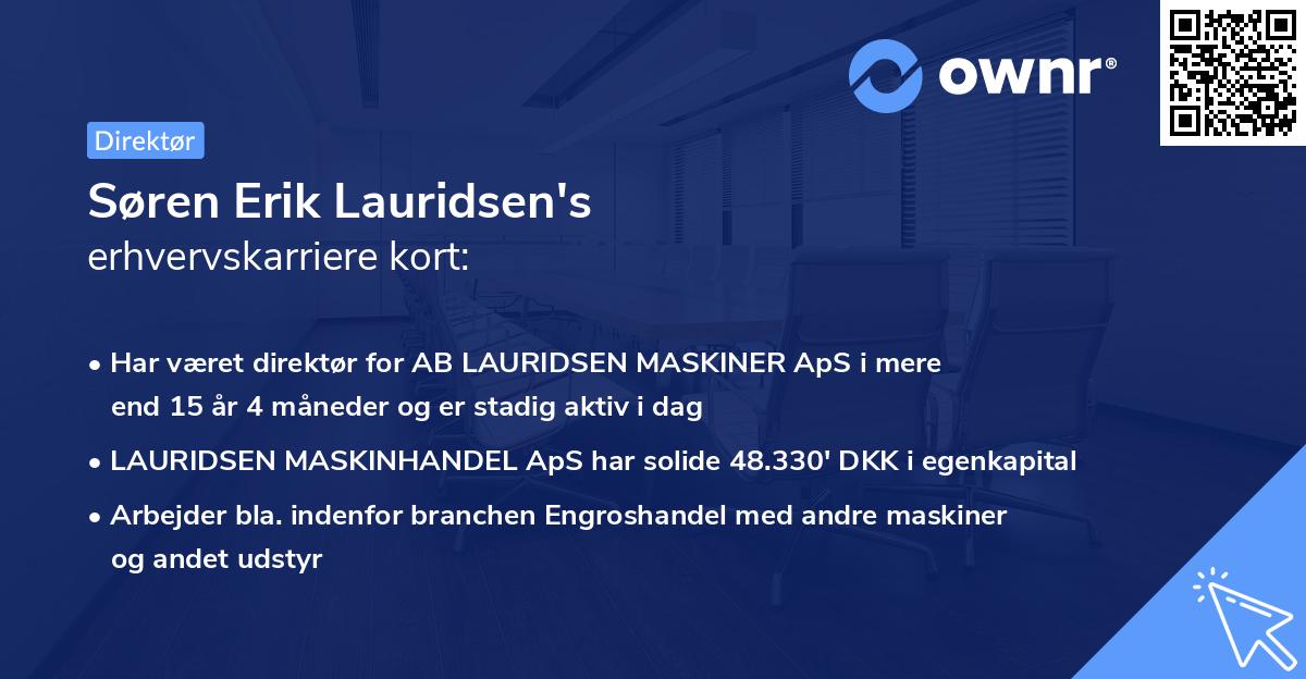 Søren Erik Lauridsen's erhvervskarriere kort