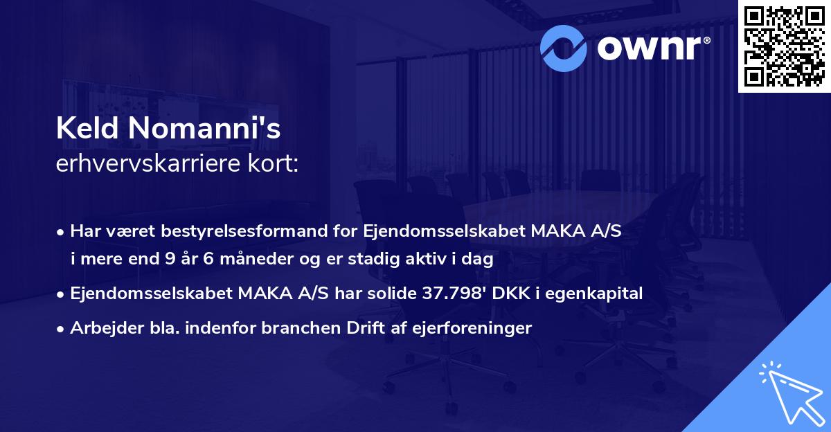 Keld Nomanni's erhvervskarriere kort