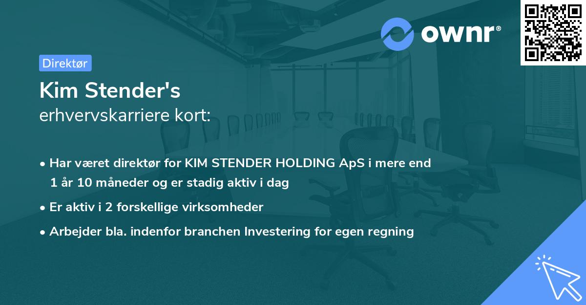 Kim Stender's erhvervskarriere kort