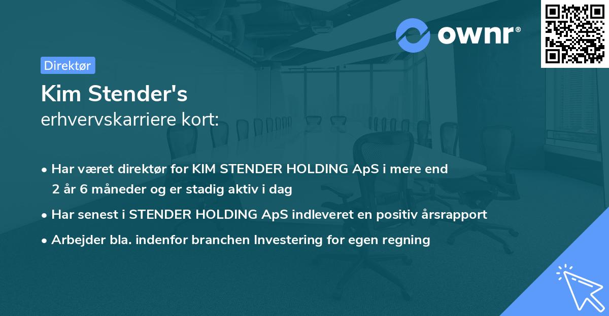 Kim Stender's erhvervskarriere kort