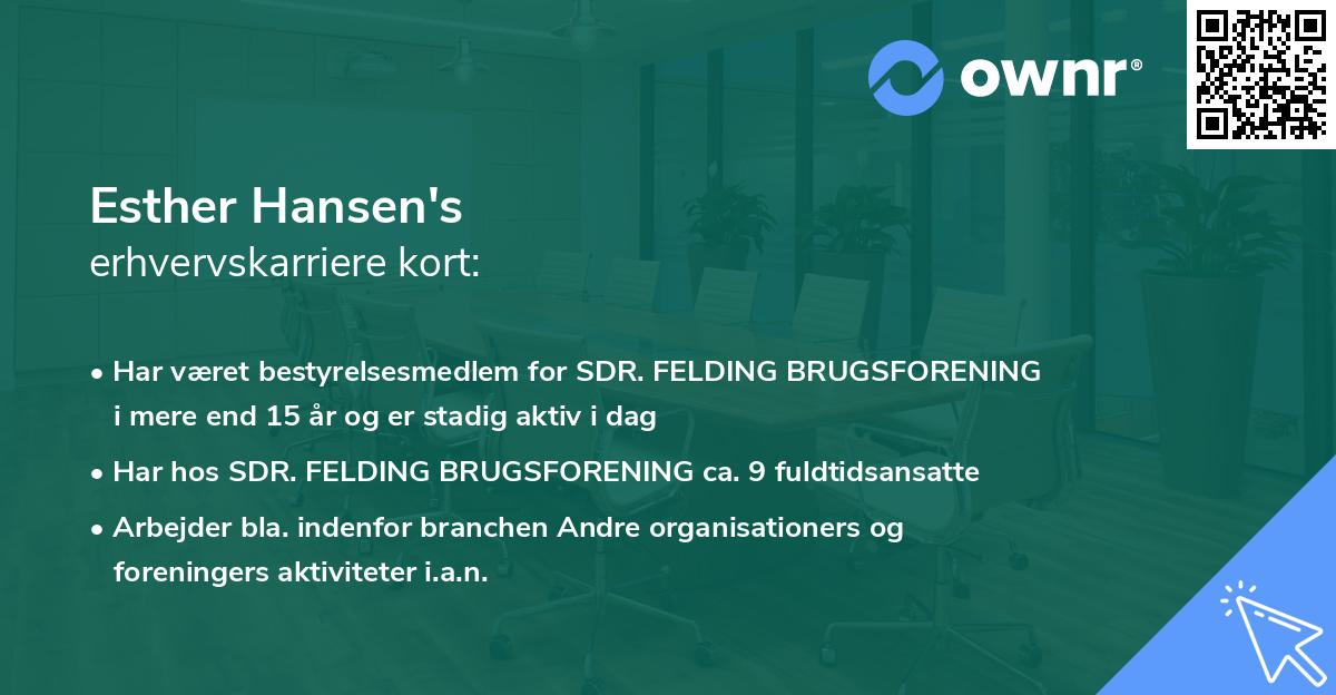 Esther Hansen's erhvervskarriere kort