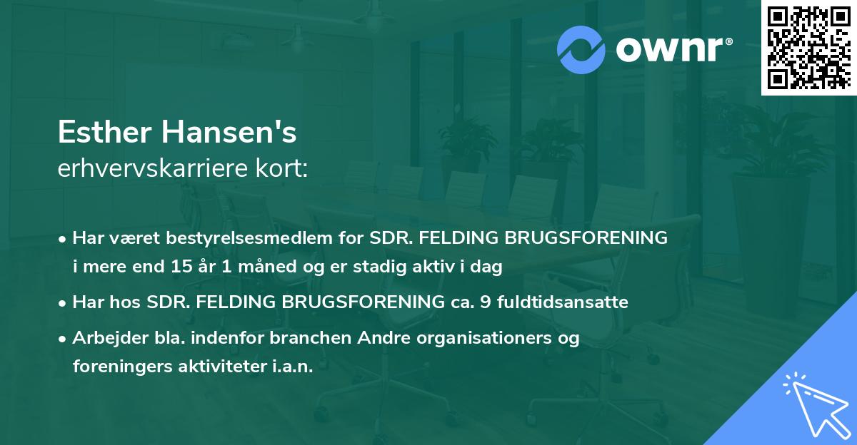 Esther Hansen's erhvervskarriere kort