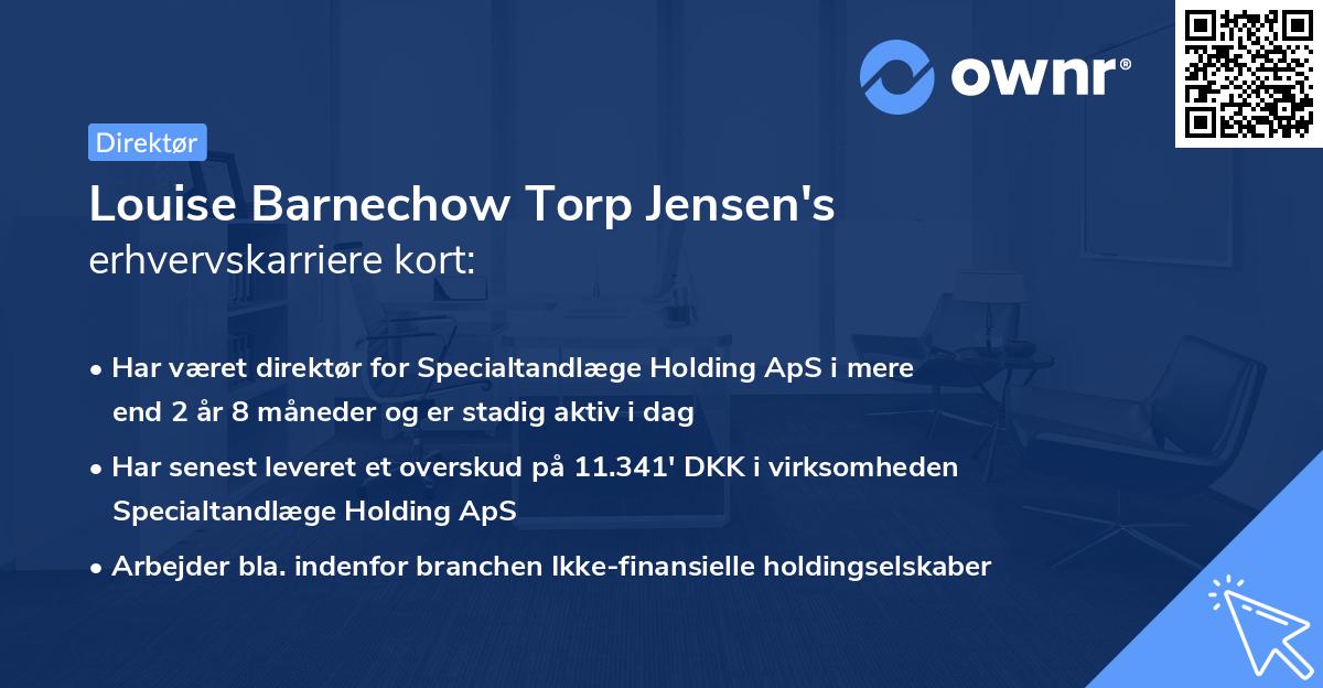 Louise Barnechow Torp Jensen's erhvervskarriere kort