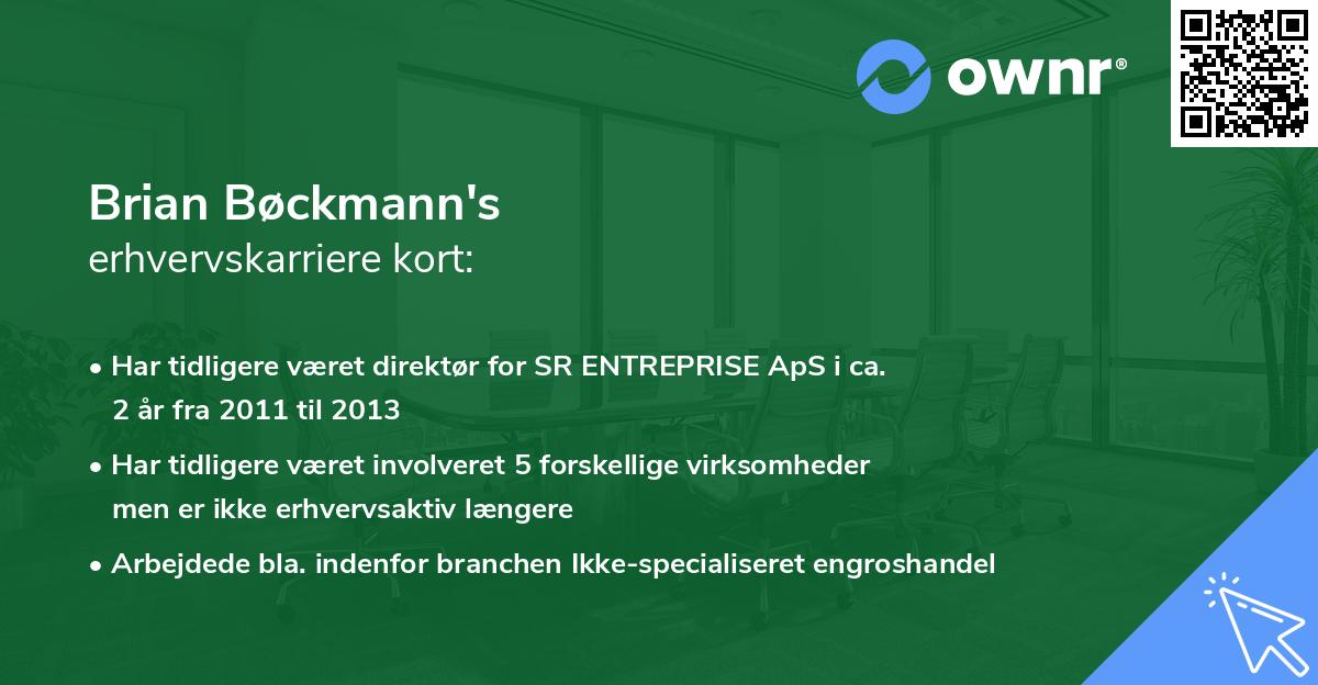 Brian Bøckmann's erhvervskarriere kort