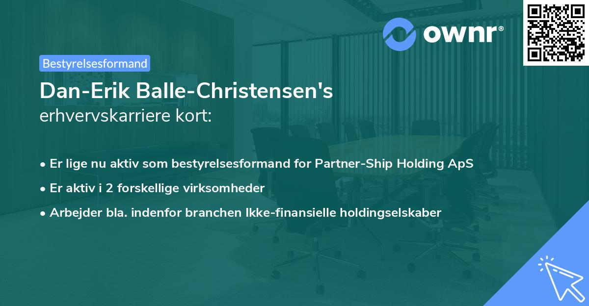 Dan-Erik Balle-Christensen's erhvervskarriere kort