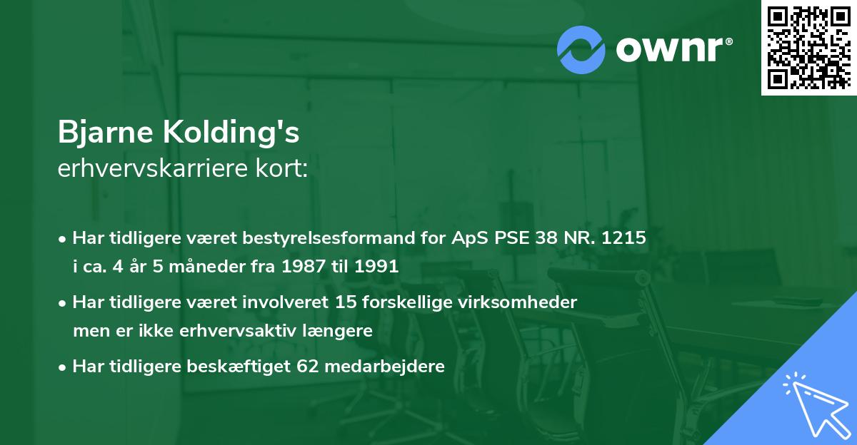 Bjarne Kolding's erhvervskarriere kort