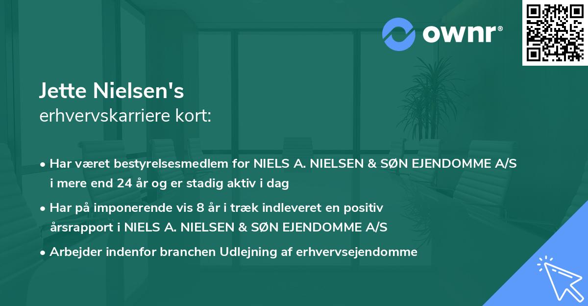 Jette Nielsen's erhvervskarriere kort