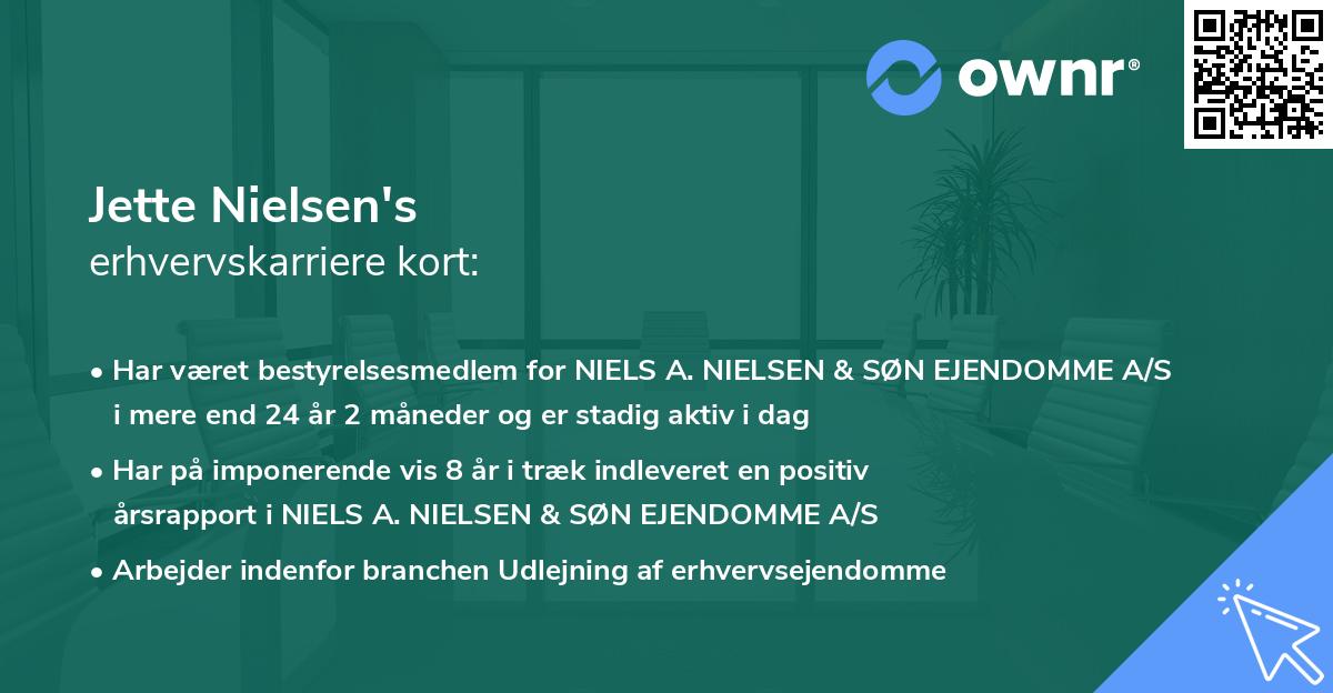 Jette Nielsen's erhvervskarriere kort