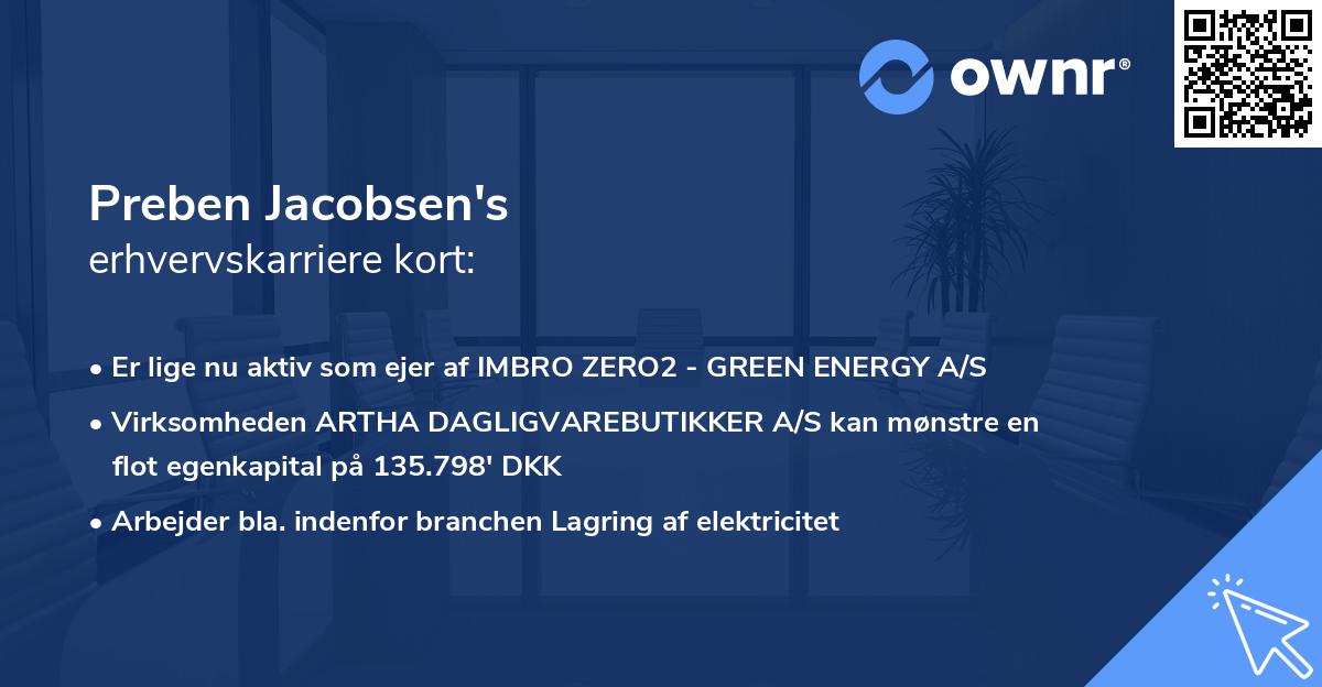 Preben Jacobsen's erhvervskarriere kort