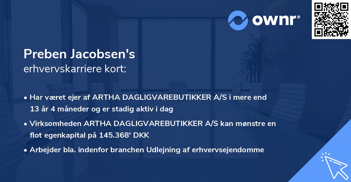 Preben Jacobsen's erhvervskarriere kort