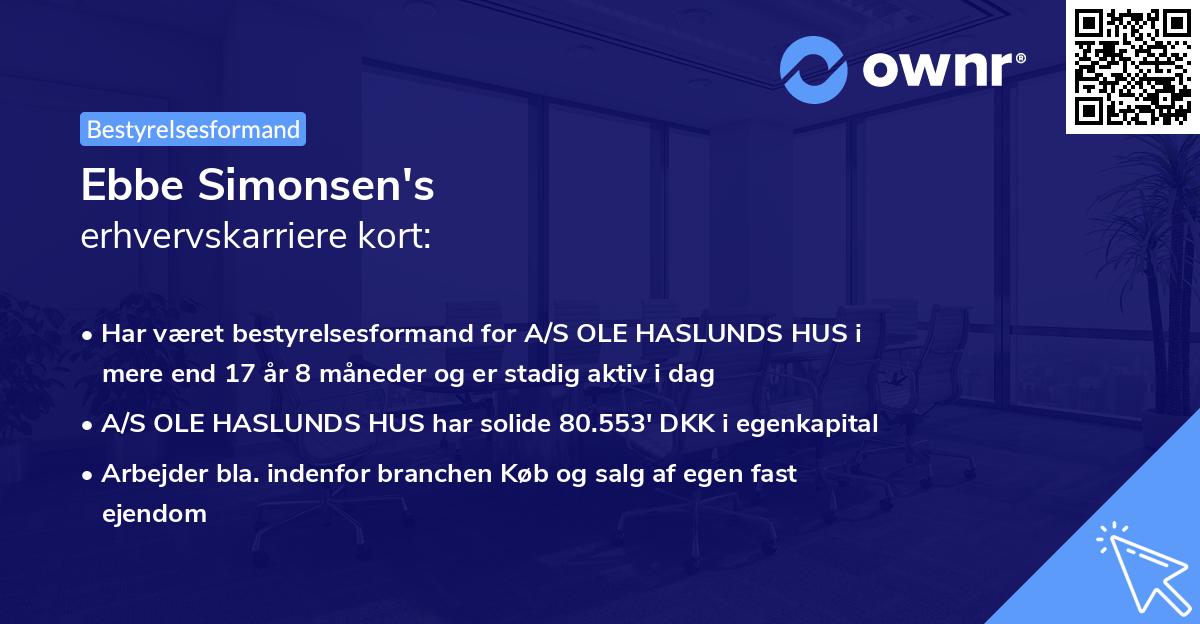 Ebbe Simonsen's erhvervskarriere kort