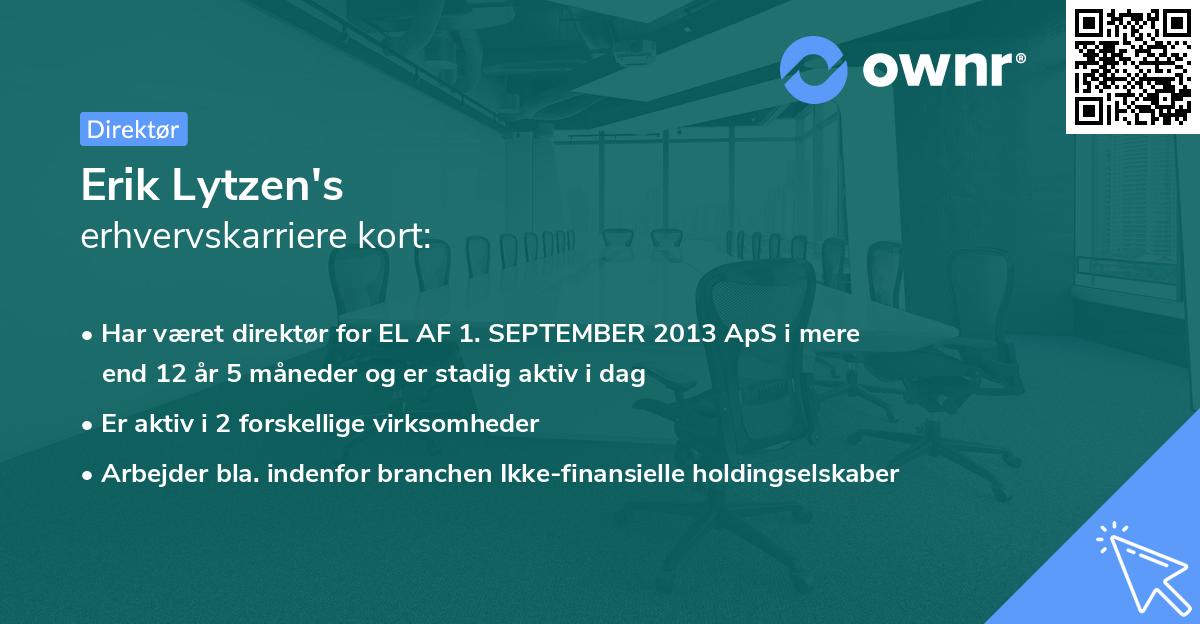 Erik Lytzen's erhvervskarriere kort