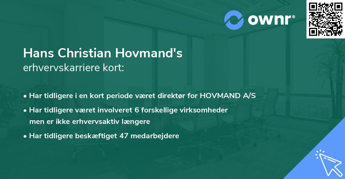 Hans Christian Hovmand's erhvervskarriere kort