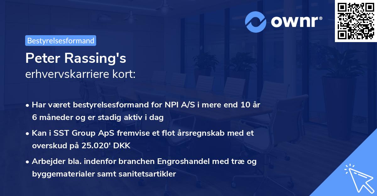 Peter Rassing's erhvervskarriere kort