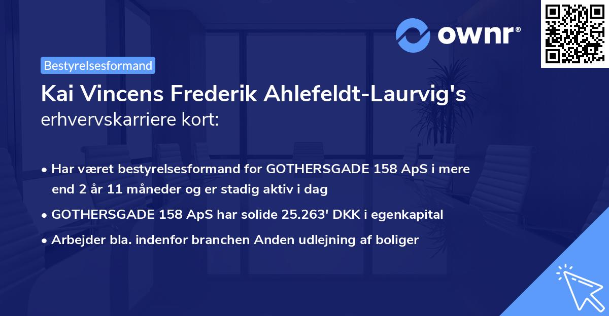 Kai Vincens Frederik Ahlefeldt-Laurvig's erhvervskarriere kort