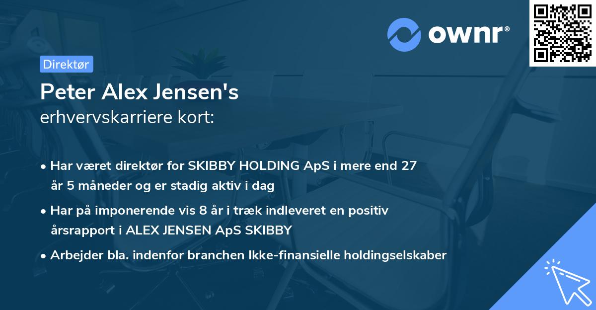 Peter Alex Jensen's erhvervskarriere kort