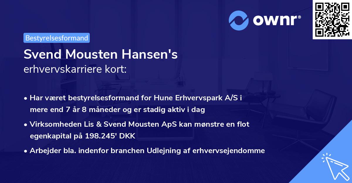 Svend Mousten Hansen's erhvervskarriere kort