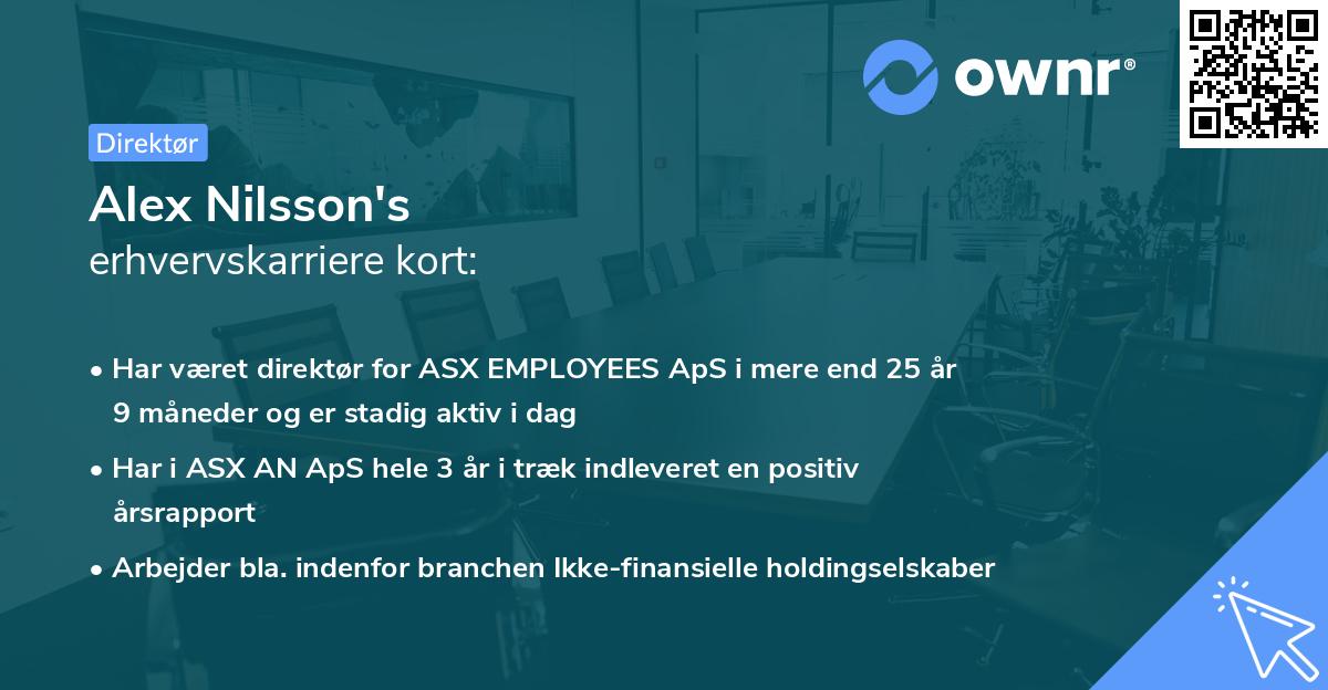 Alex Nilsson's erhvervskarriere kort