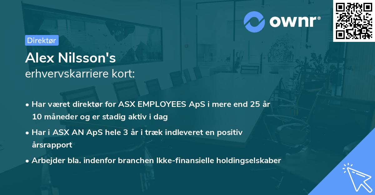Alex Nilsson's erhvervskarriere kort