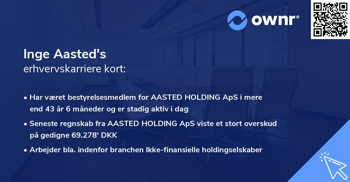 Inge Aasted's erhvervskarriere kort