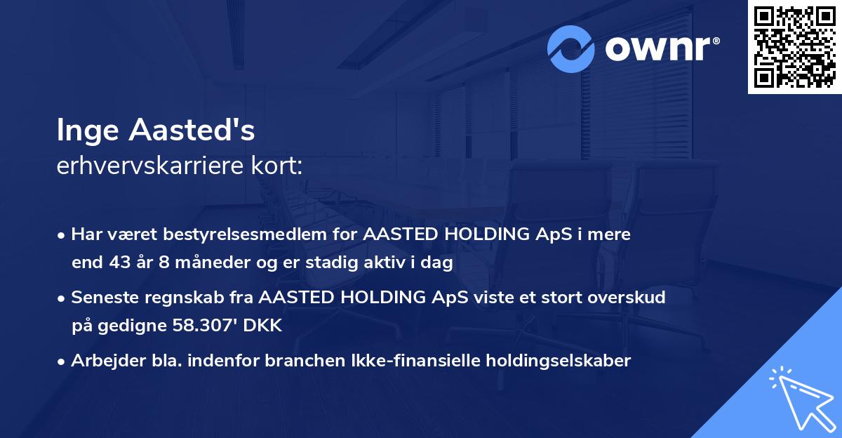 Inge Aasted's erhvervskarriere kort