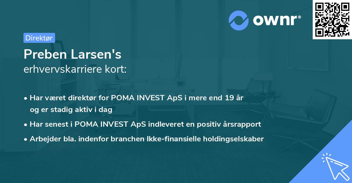 Preben Larsen's erhvervskarriere kort