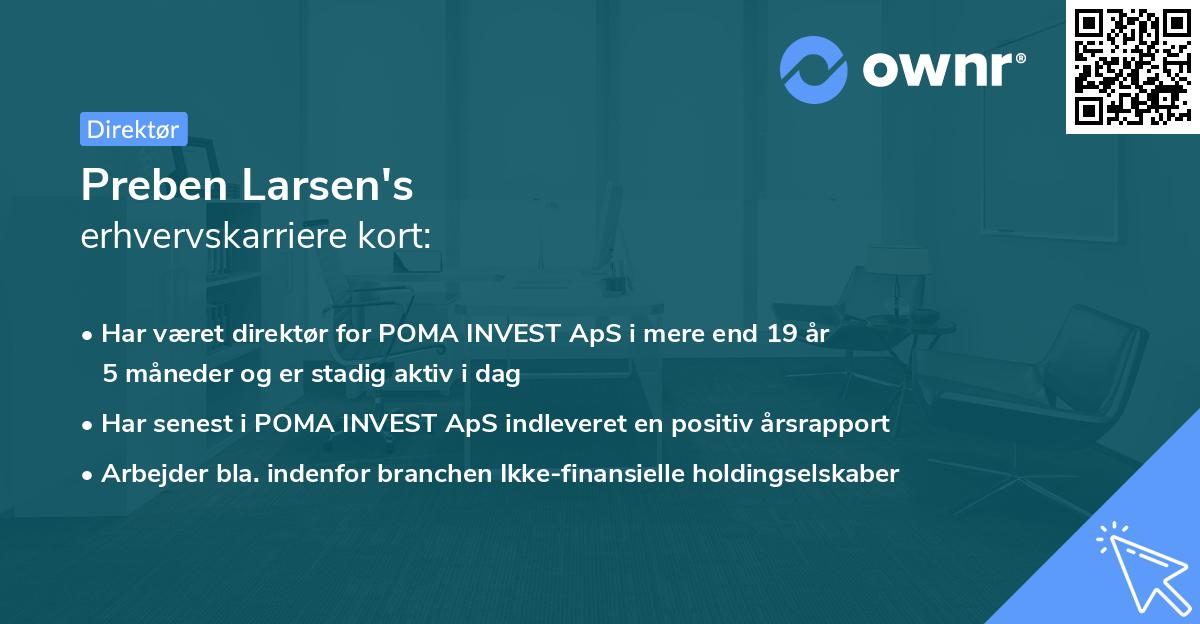 Preben Larsen's erhvervskarriere kort