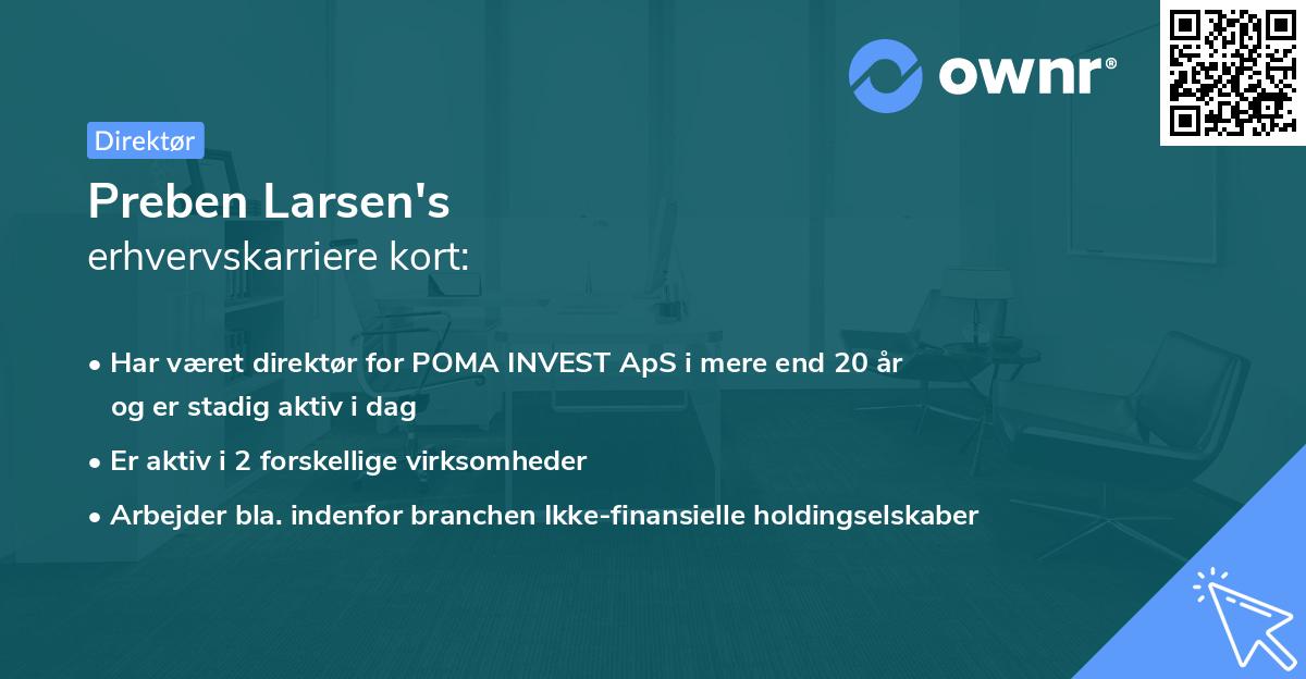 Preben Larsen's erhvervskarriere kort