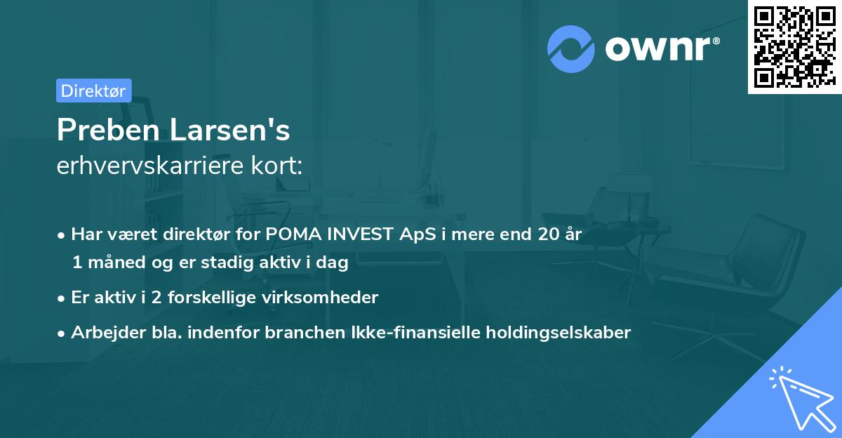Preben Larsen's erhvervskarriere kort