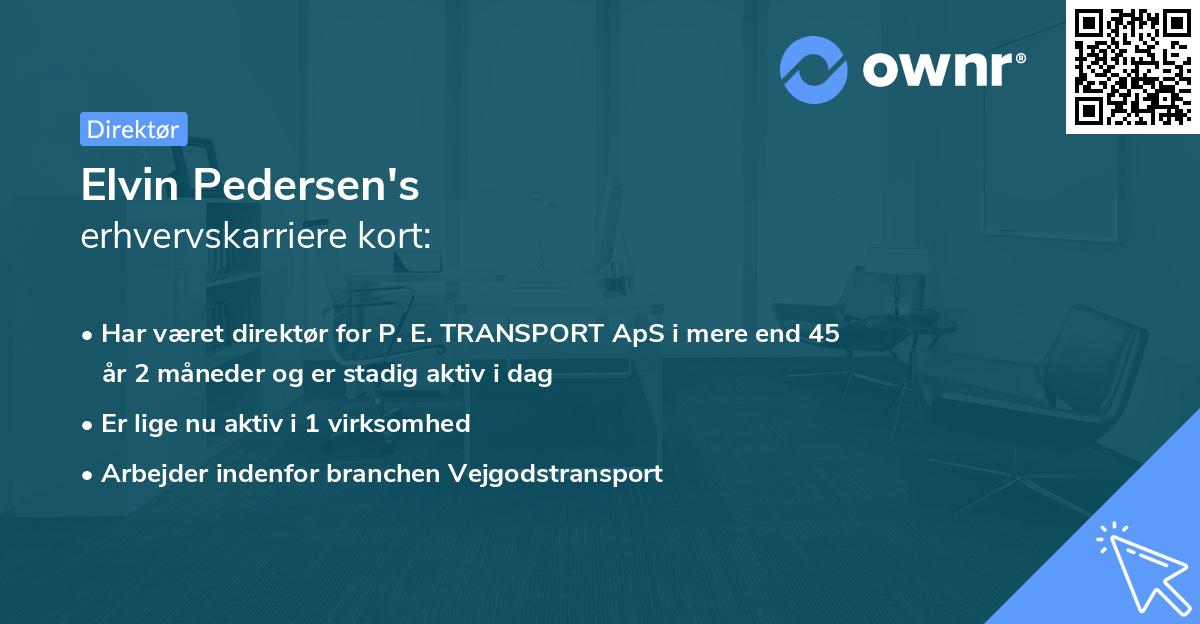 Elvin Pedersen's erhvervskarriere kort