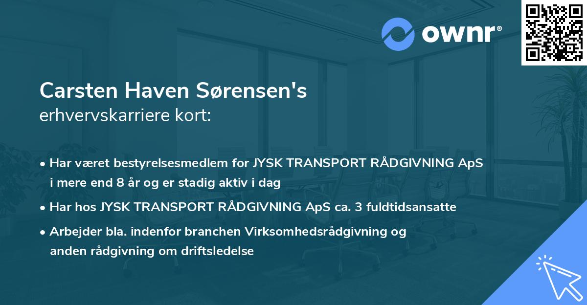 Carsten Haven Sørensen's erhvervskarriere kort