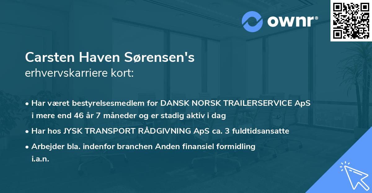 Carsten Haven Sørensen's erhvervskarriere kort