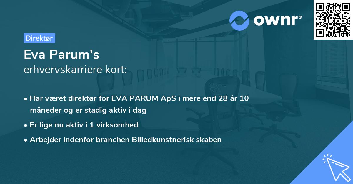 Eva Parum's erhvervskarriere kort