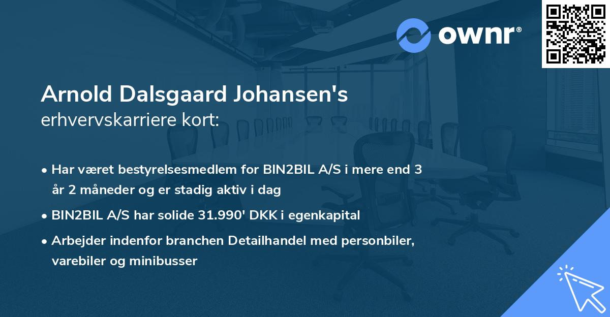 Arnold Dalsgaard Johansen's erhvervskarriere kort