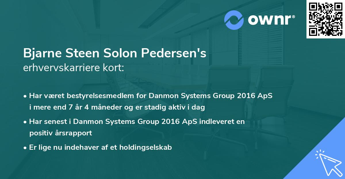 Bjarne Steen Solon Pedersen's erhvervskarriere kort