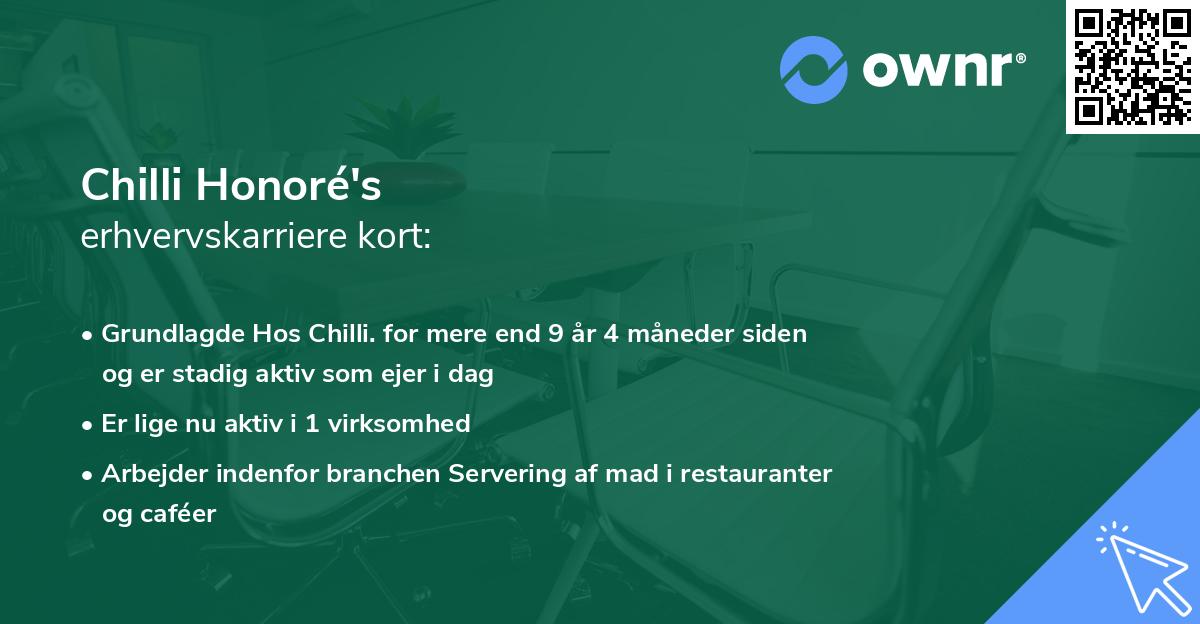 Chilli Honoré's erhvervskarriere kort