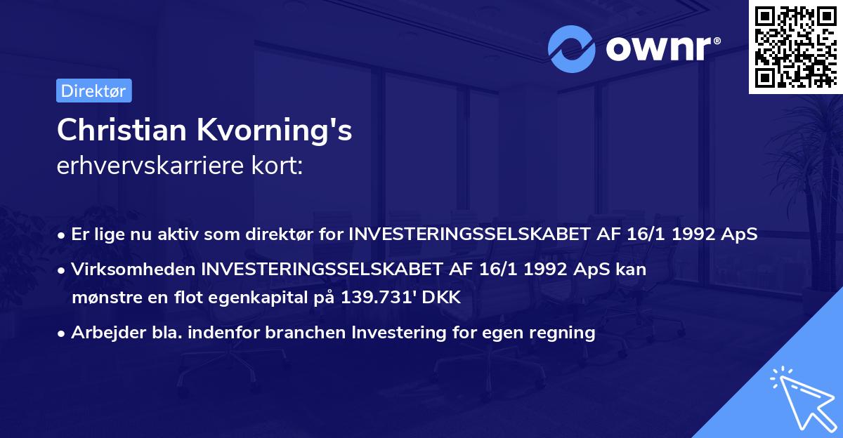 Christian Kvorning's erhvervskarriere kort