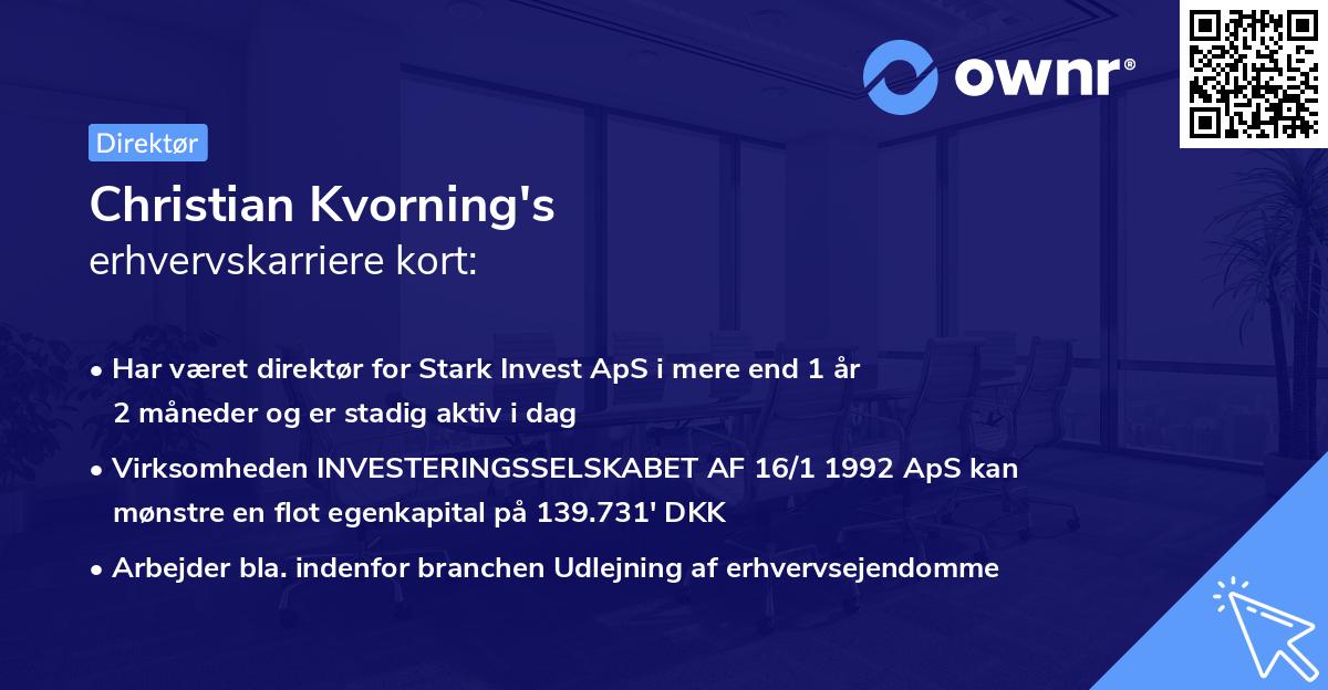 Christian Kvorning's erhvervskarriere kort