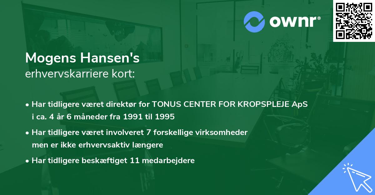 Mogens Hansen's erhvervskarriere kort