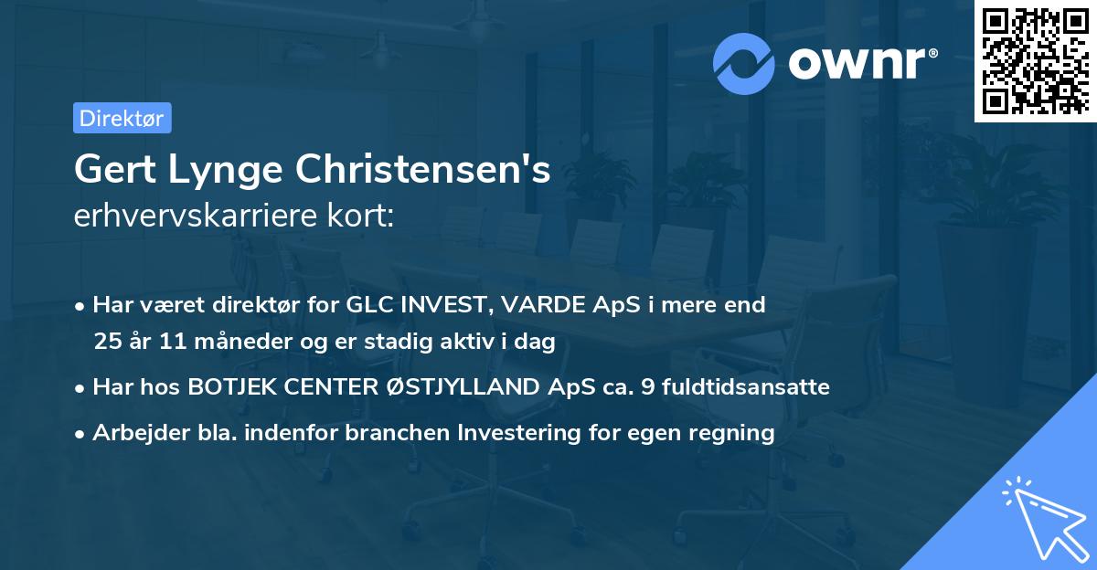Gert Lynge Christensen's erhvervskarriere kort