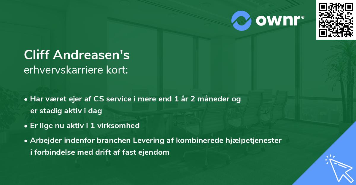 Cliff Andreasen's erhvervskarriere kort