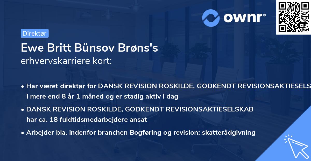 Ewe Britt Bünsov Brøns's erhvervskarriere kort