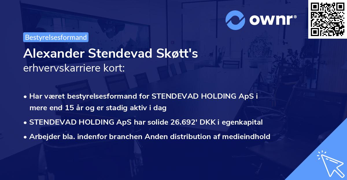 Alexander Stendevad Skøtt's erhvervskarriere kort